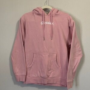 Glossier Pink Logo Hoodie Sweatshirt